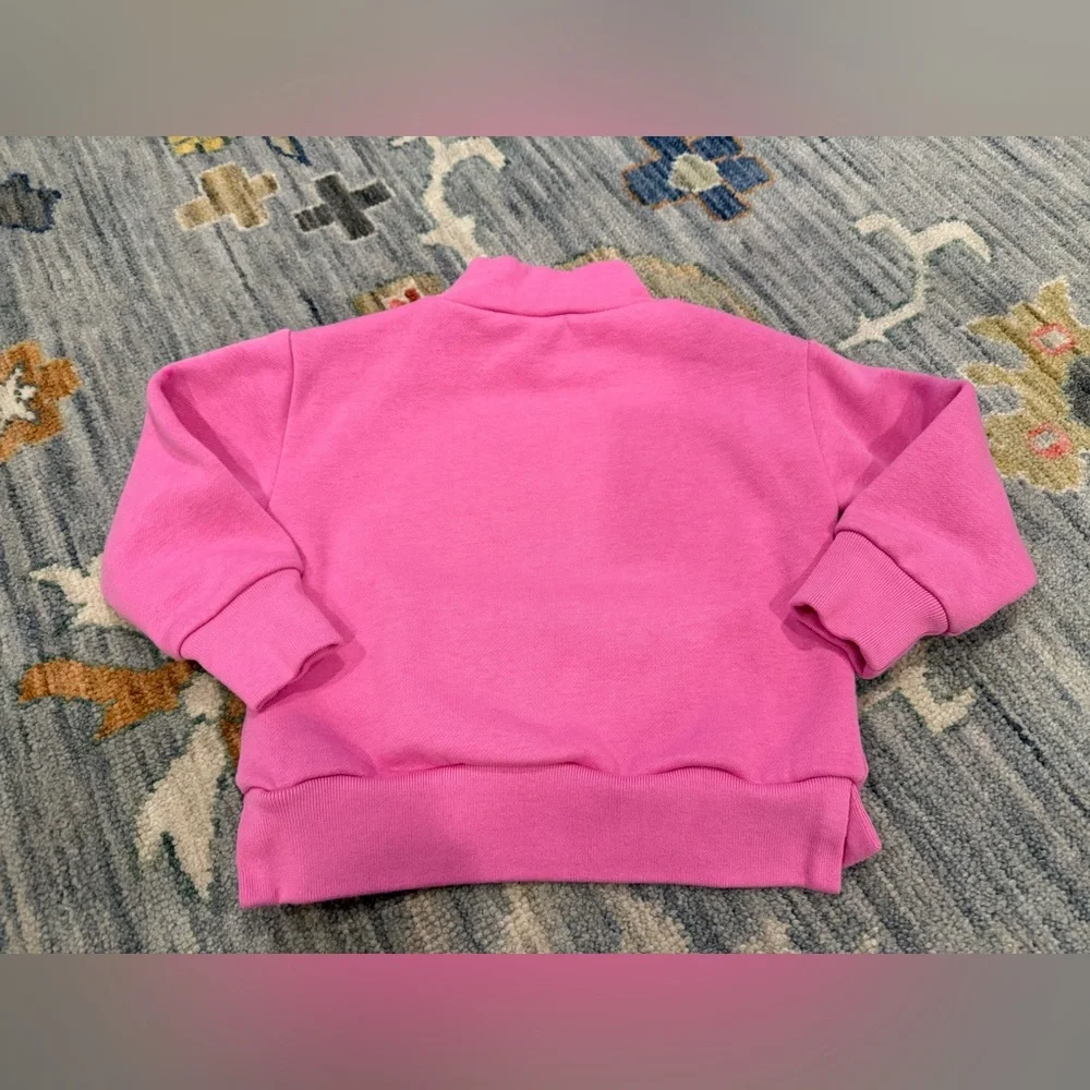 Crewcuts Toddler Girls pink Crewneck sweatshirt gold shoulder poppers size XXS